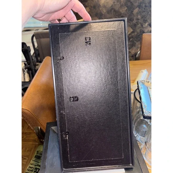 Mahogany Wood Tone Ornate Beaded Panoramic Picture Frame Gold Accents 14x7 - Picture 3 of 3